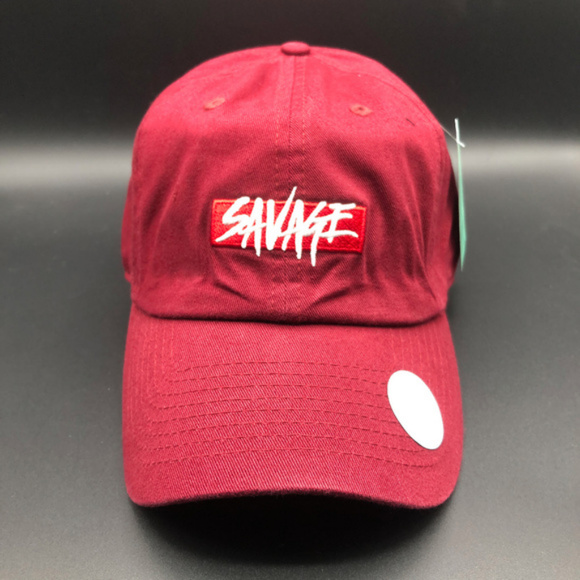 Savage Dad Hat Burgandy - Picture 2 of 3